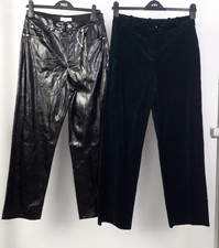 M&S 2Pcs Bundle Size 10 Black Coated Trousers Velvet Bottle Green Trousers NW F2