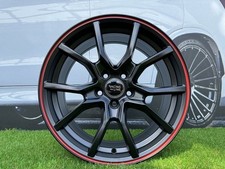 4X R16" 4x100 RacingLine Style Black Half Matt+Red Lip Wheels: Fits For Smart
