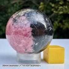 Rhodonite Sphere 30mm Natural Polished Gemstone Ball with Black Manganese Veins