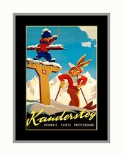 KANDERSTEG  Vacation Holiday  Ski Skiing  Travel  Poster Print Retro Wall Art