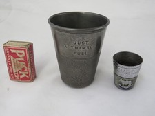 2 VINTAGE 'THIMBLE FULL' DRINKS MEASURES JIGGERS