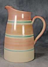 Art Deco Gray's Pottery Large Pink Green Banded Jug Pitcher 1930s Susie Cooper