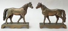 Antique Brass Horse Figure Mantel Or Hearth Ornament Pair