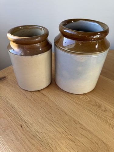 Two vintage earthenware pots - earthenware,