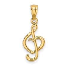 14K Treble Clef With Heart
