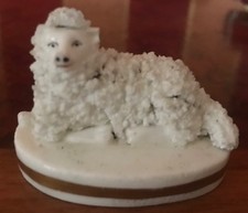 ANTIQUE SMALL STAFFORDSHIRE PORCELAIN FIGURE OF A SHEEP