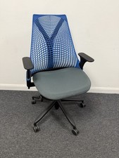 Herman Miller Sayl Office Chair Blue/White/Black Backs.