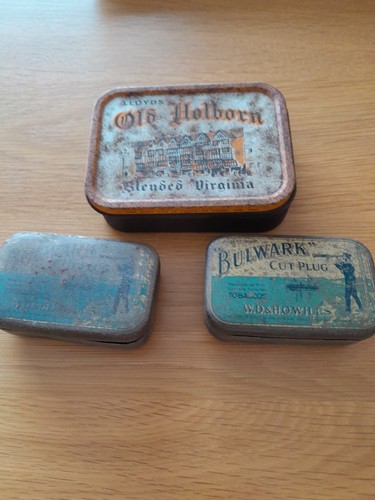 Three antique tobacco tins - three,