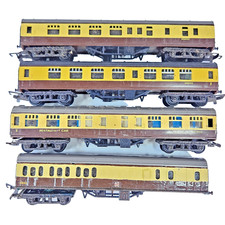Rack Of 4 Tri-ang TT gauge BR Chocolate And Cream Coaches Spares & Repairs Unbox