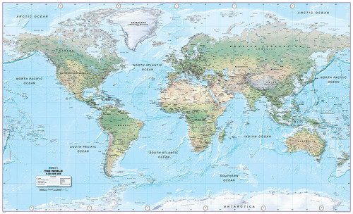 World physical wall map 30m - wall, 1:30m