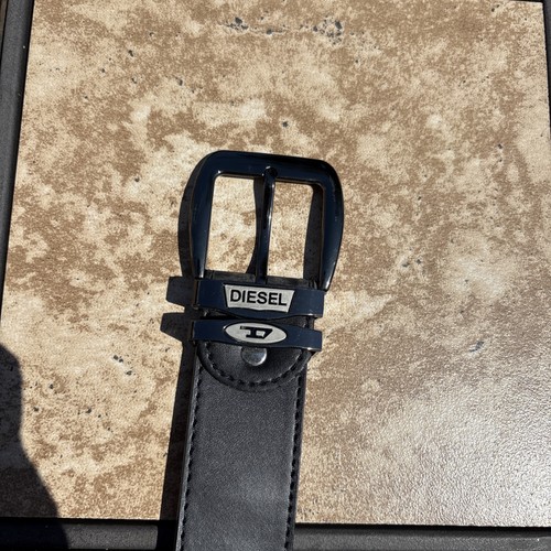 Diesel black leather belt - leather, 46