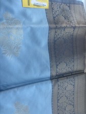 Sky Blue Border Less Saree