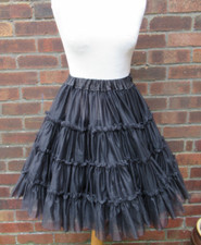 Vintage Rockabilly Jive Black Net Ruffled Underskirt Double Layered