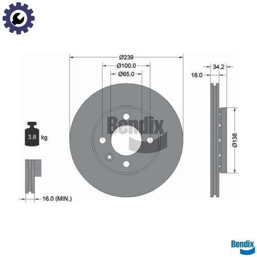 Brake disc bds1144 for - disc, vw
