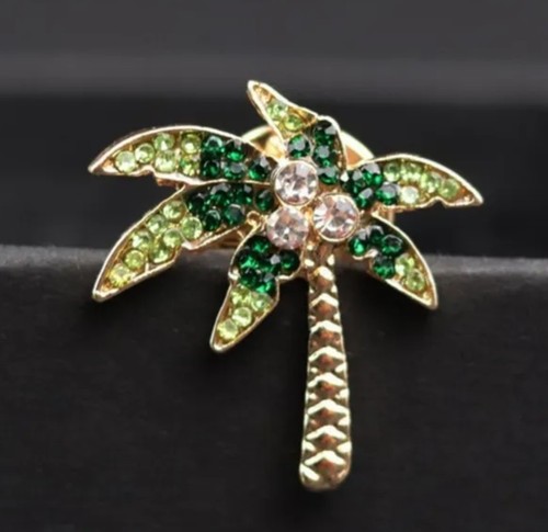 Palm tree brooch pin green - tree,