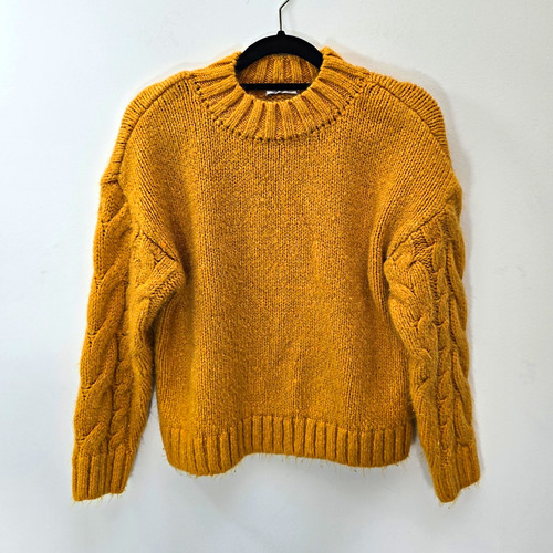 Womens mustard cable knit - mustard,
