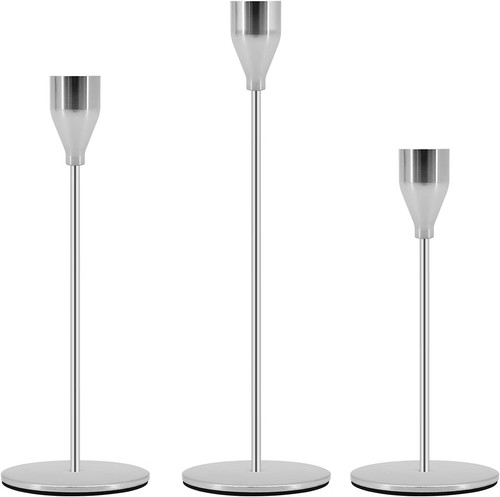 Silver candle holders set - silver,