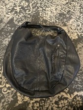 Genuine Black Leather Toscani Slouchy Boho Shoulder Bag