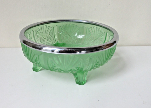 Frosted green glass footed - frosted,