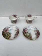 2 Cups And 2 Saucers - Royal Albert Bone China Country Scenes Rose Cottage