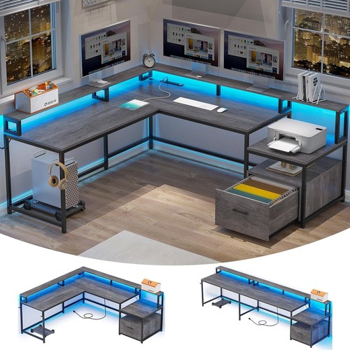 Shaped computer desk with - shaped,