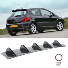 For Peugeot 206 207 208 307 308 Carbon Look Rear Bumper Spoiler Diffuser 10 Fins