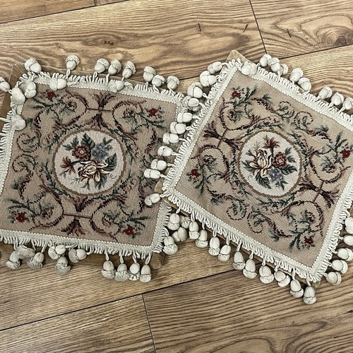Vintage pair floral tapestry - pair,