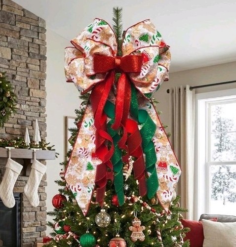 Gingerbread christmas tree bow - gingerbread,