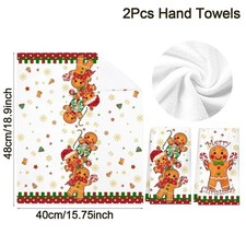 2PCS CHRISTMAS KITCHEN TOWELS BUFFALO PLAID XMAS HAND TOWELS HOME DECOR 2025 UK