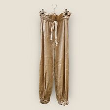 White Story Trousers Boutique Metallic Gold Crinkle Satin Look UK 6 Night Out