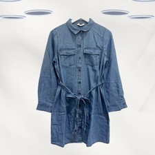 Ex TU Women's Long Sleeve Belted Dress in Denim Blue