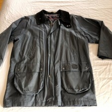 Vintage Burberry Men's Black Waxed Cotton Corduroy Collar Casual Jacket L