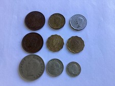Nine old Commonwealth coins, 3 Canadian, 3 Indian, 3 New Zealand