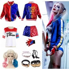 Halloween Cosplay Women Kid Girls Suicide Squad Harley Quinn Costume Fancy Dress