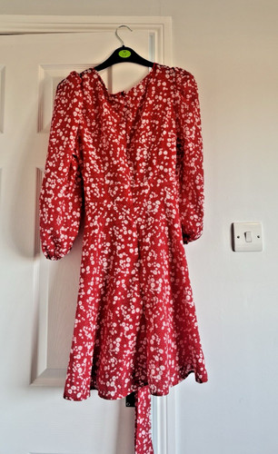 Red floral dress - red,