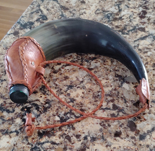 Leather wrapped horn - leather-wrapped, canteen