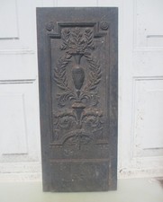 HUGE Victorian Iron Plaque Panel Fireplace? Mount Antique Old Urn Wreath 37"16"