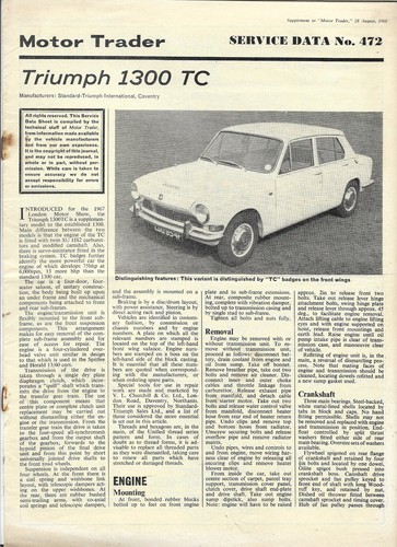 Triumph 1300 service data - 1300,