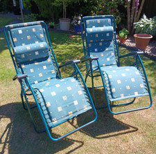 Pair of LAFUMA RSX zero gravity padded reclining chairs