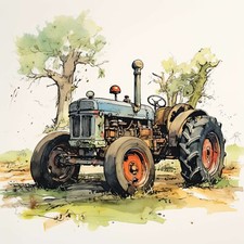 WATERCOLOUR CLASSIC TRACTOR  WALL ART PICTURE CANVAS POSTER PRINT TRACTOR 12
