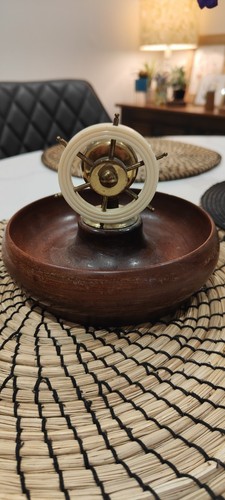 Vintage brass and wood - brass,