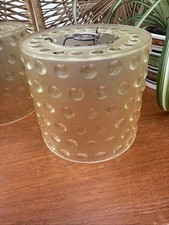 Vintage Hard Plastic cylinder Lamp Light Shade Round Bubble Hobnail Tinted