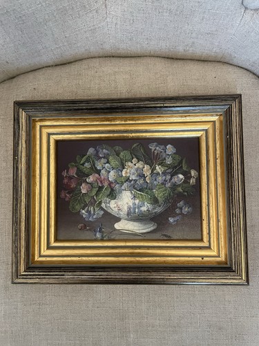Vintage oleograph floral - vintage,