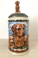 BUDWEISER LIMITED EDITION GOLDEN RETRIEVER STEIN - WITH COA - RARE IN UK