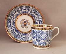 WORCESTER ROYAL LILY HAND PAINTED BLUE & WHITE COFFEE CAN & SAUCER 2 C1785-92