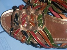 Lovely Leather Multi-coloured Wedge Heel Sandals size 6 New