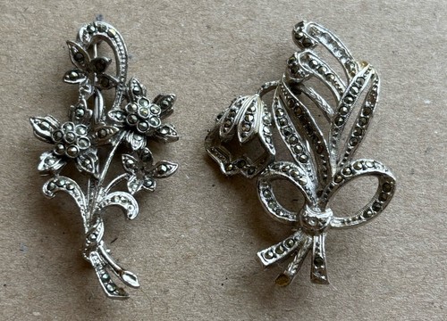 Marcasite brooch silver - marcasite,