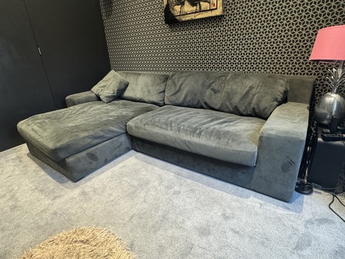 Large grey faux suede corner - grey,
