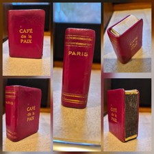 RARE vintage Leather CAFE DE LA PAIX PARIS "book"Match Box Cover Holder / Sleeve