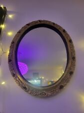 Vintage Oval Gilt Gold Framed Mirror VGC 52x40cm Wood Carved Mounted Back